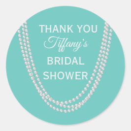 Türkis und Perlen Brautparty Danke Weiß Runder Aufkleber