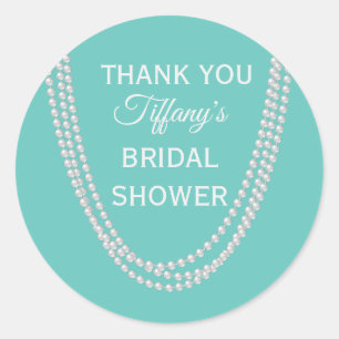 Türkis und Perlen Brautparty Danke Weiß Runder Aufkleber
