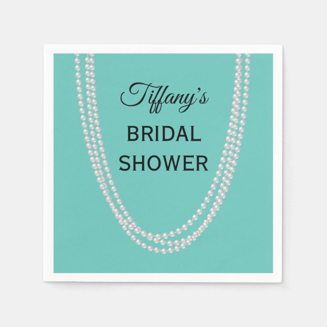 Türkis und Perlen Brautparty Napkins Serviette (Vorderseite)