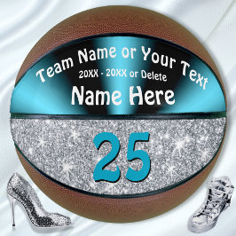 Türkis und Personalisierter Basketball-Ball in Sil Basketball