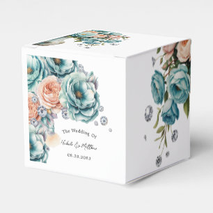 Türkis- und PfirsichHochzeit Geschenkschachtel