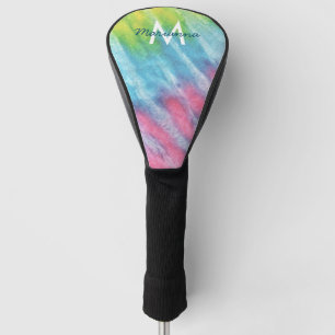 Türkis und Pink Girly Gefärbte Krawatte Mit Mono Golf Headcover