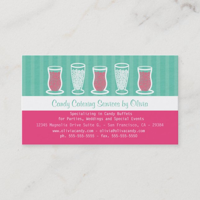 Türkis und rosa Candy Catering Business Card Visitenkarte (Vorderseite)