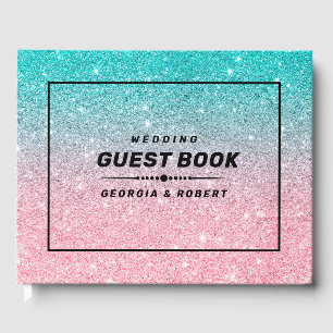 Türkis und rosa Glitzer ombre Gästebuch