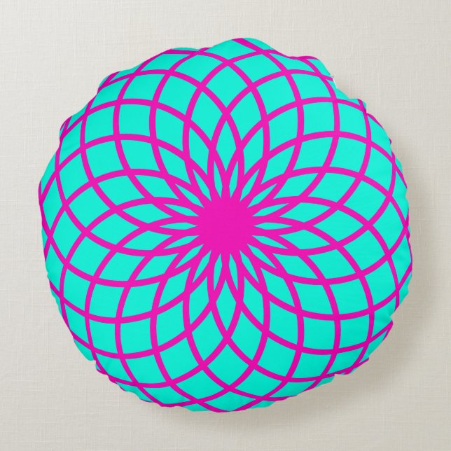 Türkis und Rosa Torus Meditation Kissen (Rückseite)