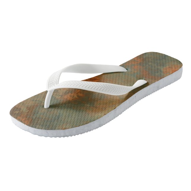 Türkis und Rost Abstrakt Flip Flops (Schrägansicht)