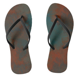 Türkis und Rost Abstrakt Flip Flops