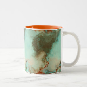 Türkis- und Rostmarmor Abstrakt Zweifarbige Tasse