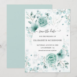 Türkis- und Salbei-Grüntöne Hochzeit Save The Date