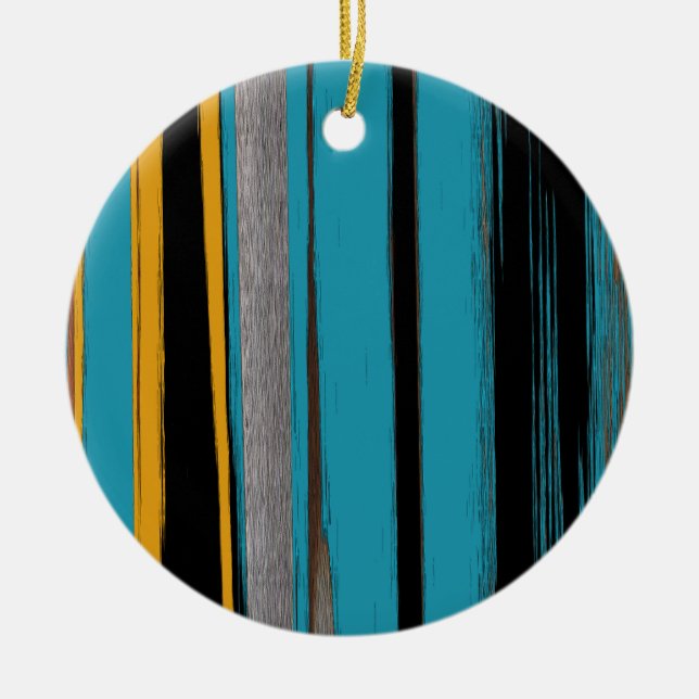 Türkis und Schwarz - Abstrakte Kunststriche Keramik Ornament (Vorne)