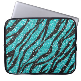 Türkis und schwarz Zebra Print Laptop-Sieb Laptopschutzhülle