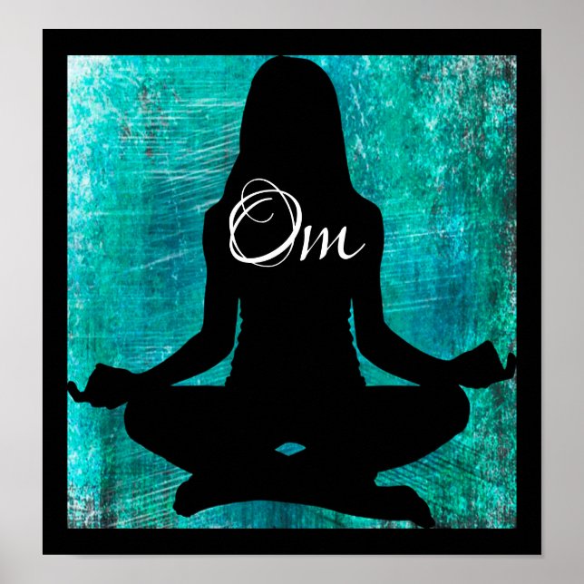 Türkis und schwarze Frauen meditieren Yoga Poste Poster (Vorne)