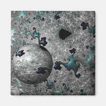 Türkis und Silber Mandelbrot mit Sphere Magnet