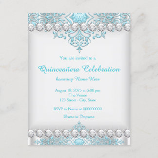Türkis und Silver Diamond Quinceanera Einladung