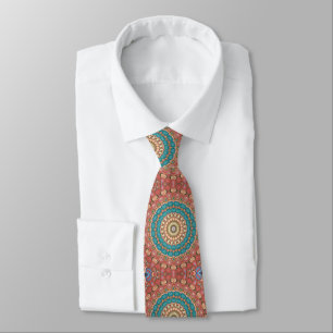 Türkis und Terracotta Geometric Mandala Pattern Krawatte