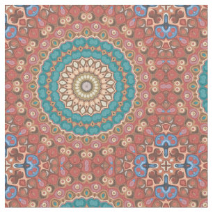 Türkis und Terrakotta geometrisches Mandala-Muster Stoff
