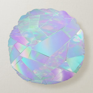 Türkis- und violett irisierendes Design Rundes Kissen