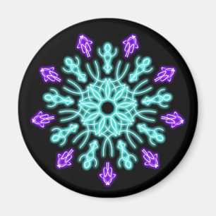 Türkis- und violette Neonblume Magnet