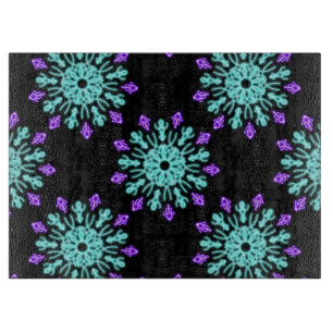 Türkis- und violette Neonblume Schneidebrett