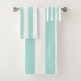 Türkis und weiß, breit, horizontal gestreift badhandtuch set