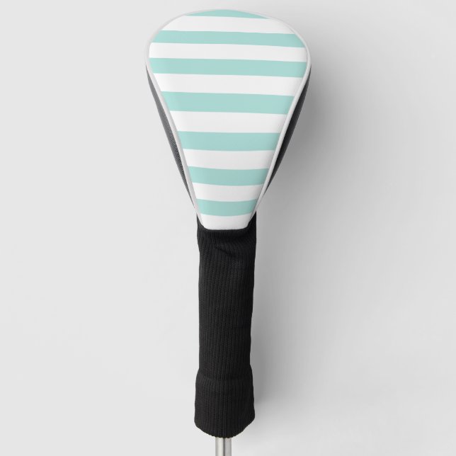 Türkis und weiß, breit, horizontal gestreift golf headcover (Vorderseite)
