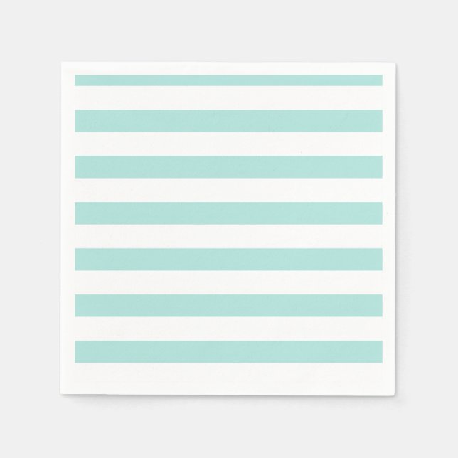 Türkis und weiß, breit, horizontal gestreift serviette (Vorderseite)