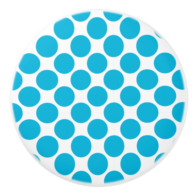 Türkis und weiß Polka dot Keramik Knoblauch Keramikknauf (Vorderseite)