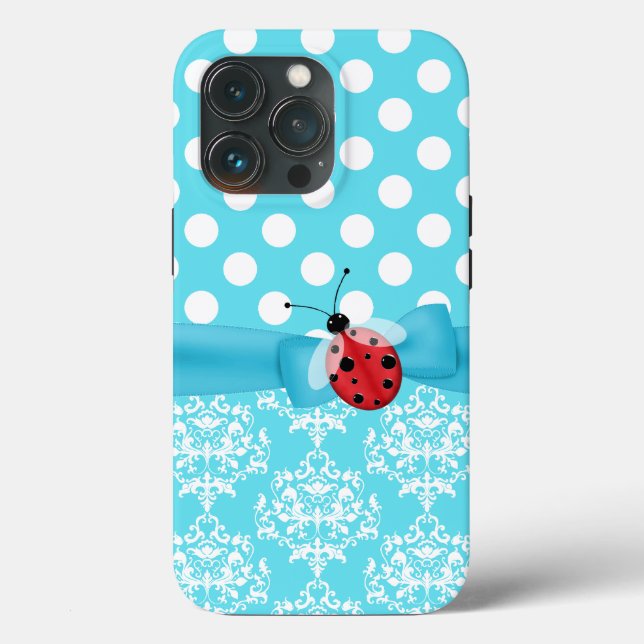 Türkis und Weiß und Ladybug Case-Mate iPhone Hülle (Rückseite)