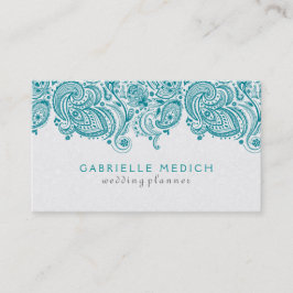 Türkis und Weiße Flora Paisley Lace Visitenkarte