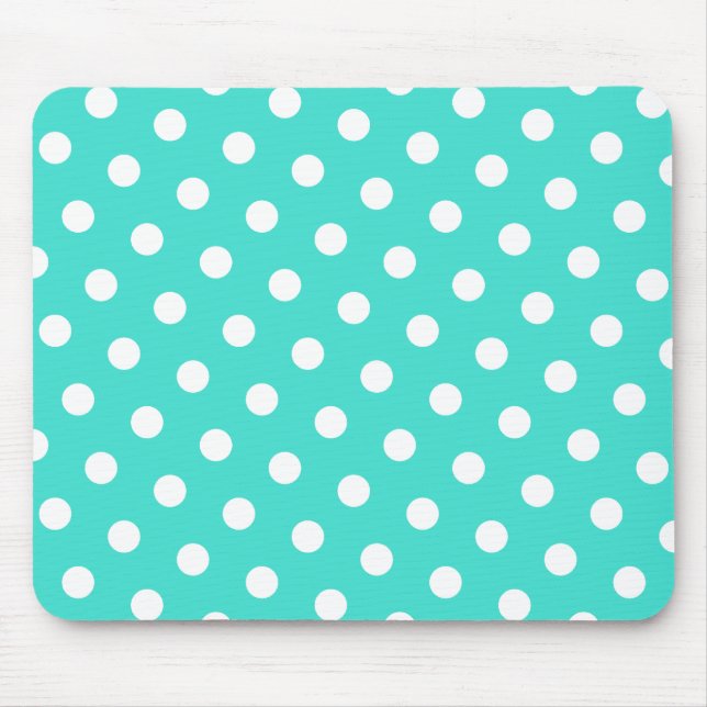 Türkis- und Weißpolka-Punkte Mousepad (Vorne)
