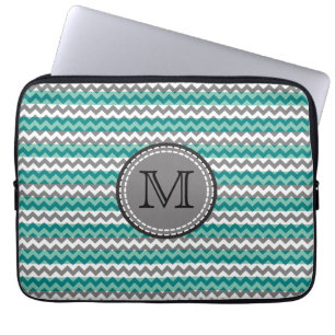 Türkis und Zickzack Zigzag Monogramm Laptopschutzhülle
