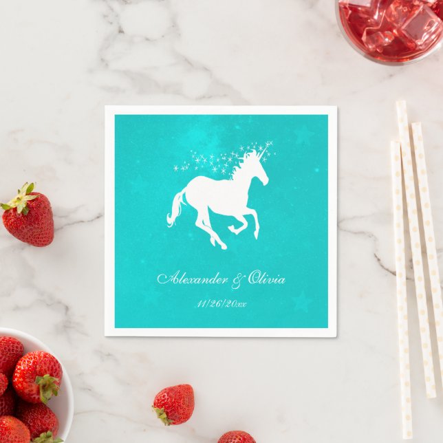 Türkis Unicorn Brautparty Napkin Serviette (Beispiel)