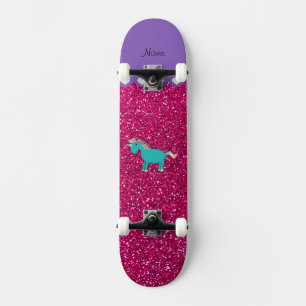 Türkis unicorn Neon heißen rosa Glitzer Skateboard