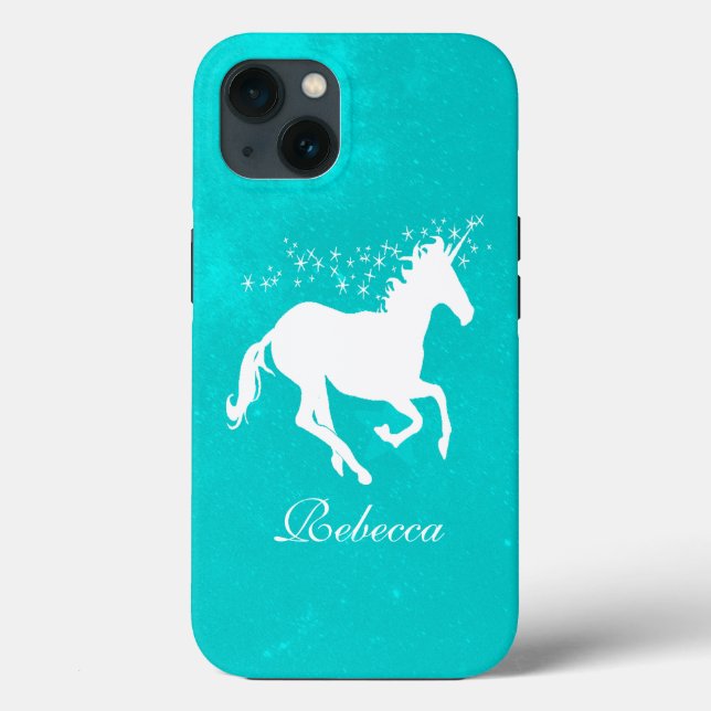 Türkis Unicorn Personalisiert Case-Mate iPhone Hülle (Rückseite)