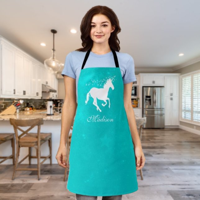 Türkis Unicorn Personalisierte Schürze (Turquoise Unicorn Personalized Apron)
