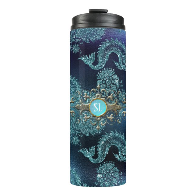 Türkis Vintag Mermaid Thermosbecher (Vorderseite)
