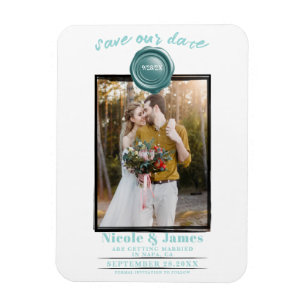 Türkis Wachssiegel Foto Hochzeit Terminankündigung Magnet