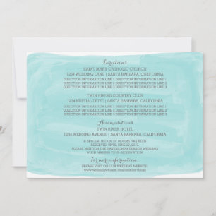 Türkis Wasserfarbe Hochzeit Informationskarte Einladung