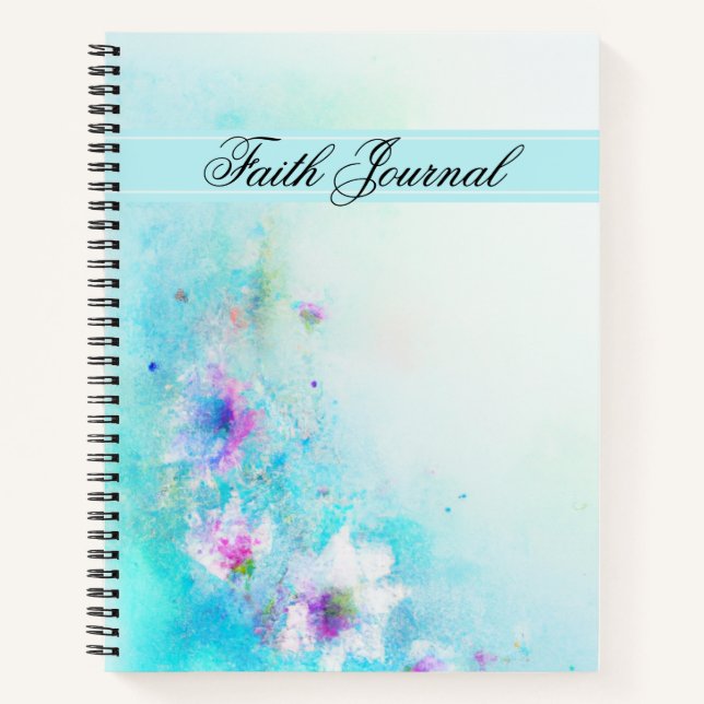 Türkis Watercolor Floral Faith Journal Notizbuch (Vorderseite)