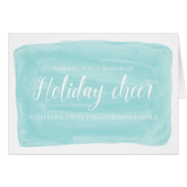 Türkis Watercolor Holiday Cheer (Vorderseite (Horizontal))