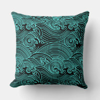 Türkis Waves Euclidean Muster Kissen