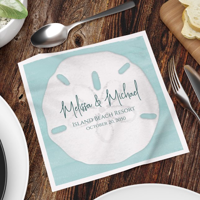 Türkis Wedise Minimalistisch Beach Sand Dollar Serviette (Wedding turquoise custom sand dollar napkins,)