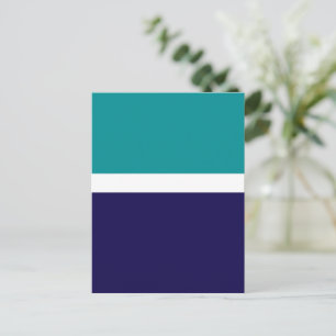 Türkis Weiß Blau Einfache Farbblockgestaltung Postkarte