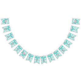 Türkis, Weiß-Grau-Elefant-Babysprink Wimpelkette