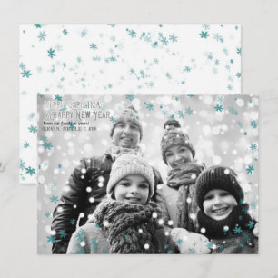 Türkis & Weiße Kalte Winter-Schneeflocken Weihnach Einladung
