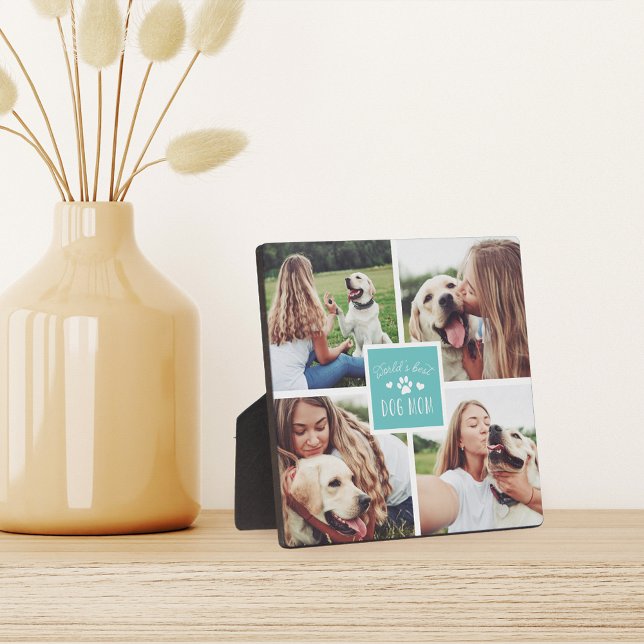 Türkis | Weltes Foto-Collage der besten Hunde-Mama Fotoplatte (Von Creator hochgeladen)