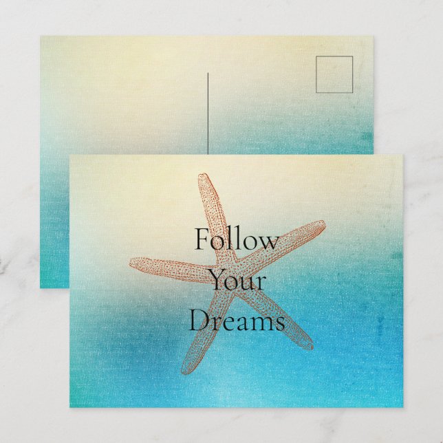 Türkis White Aqua Blue Beach Starfish Postkarte (Vorne/Hinten)