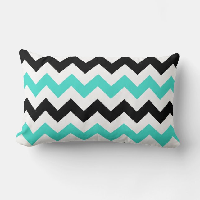 Türkis White Black Zigzag Lendenkissen (Vorderseite)