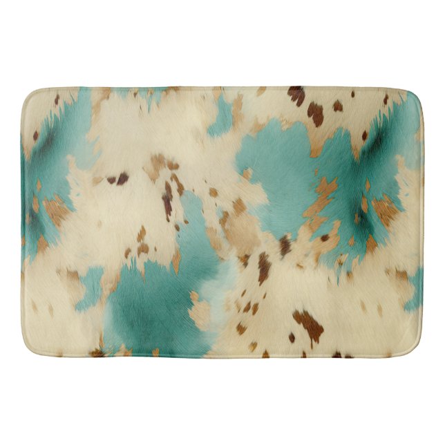 Türkis White Gold Cowhid Badematte (Vorderseite)