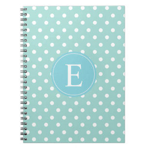 Türkis White Polka Dot Blue Monogram Notizblock